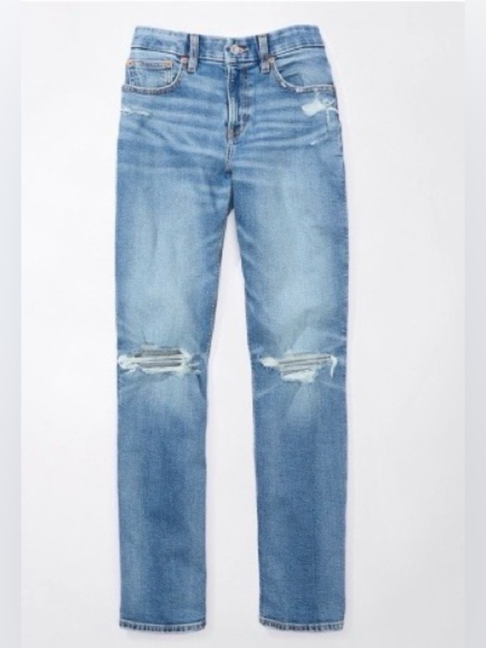 🛍️NWT American Eagle Light Blue Distressed Curvy Straight Jeans - 18 Short